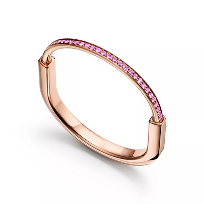 [Spark Jewels]LOCK BRACELET ROSE DIAMOND PINK GOLD