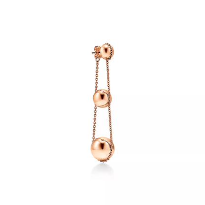 [Spark Jewels]TRIPLE DROP PINK GOLD EARRINGS