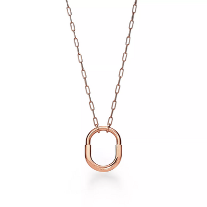 [Spark Jewels]LOCK NECKLACE MEDIUM PENDANT PINK GOLD PAVED DIAMONDS
