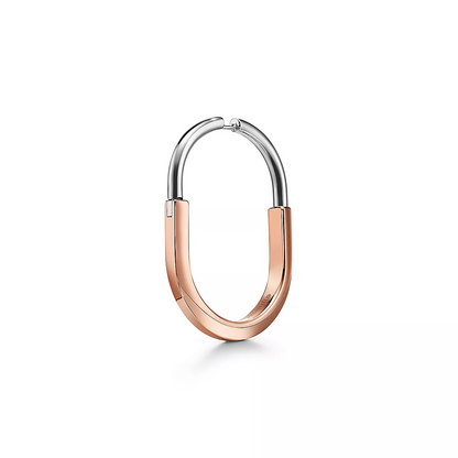 [Spark Jewels]LOCK EARRINGS ROSE AND WHITE GOLD DIAMONDS EXTRA LARGE