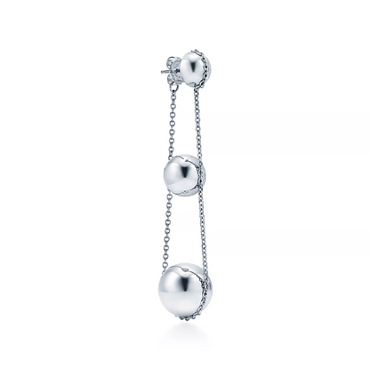 [Spark Jewels]TRIPLE DROP SILVER EARRINGS