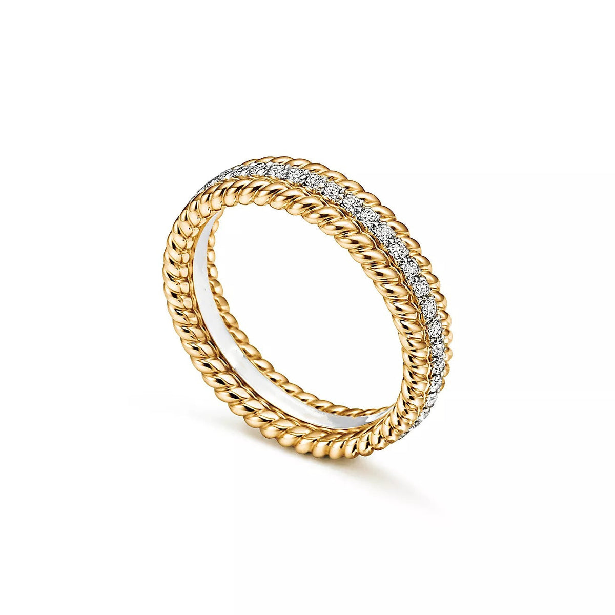 [Spark Jewels]ROPE TWO-ROW GOLD DIAMOND RING