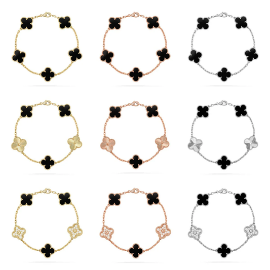 [⭐Aura] CLOVER 5 MOTIF ONYXS BRACELET COLLECTION