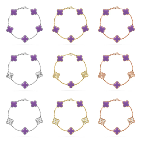 [⭐Aura]CLOVER 5 MOTIF LIGHT PURPLE BRACELET COLLECTION