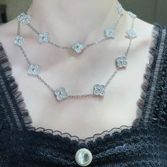 [⭐Aura]CLOVER 20 MOTIFS FULL-DIAMOND NECKLACE