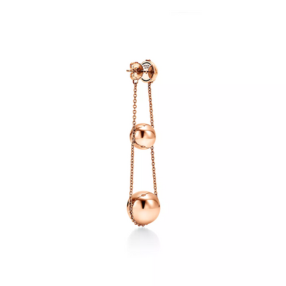 [Spark Jewels]TRIPLE DROP PINK GOLD EARRINGS