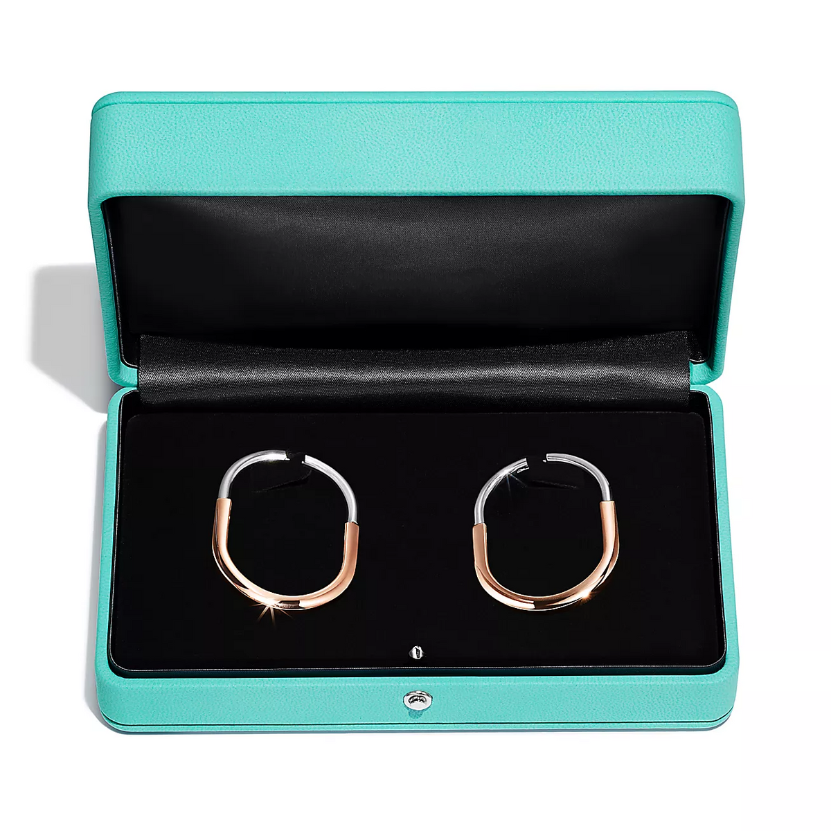 [Spark Jewels]LOCK EARRINGS ROSE AND WHITE GOLD DIAMONDS EXTRA LARGE
