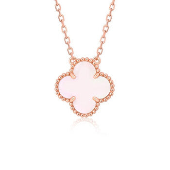 [⭐Aura]CLOVER 15MM PINK MOTHER-OF-PEARL SINGLE FLOWER NECKLACE