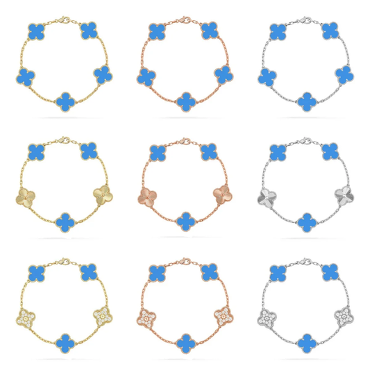 [⭐Aura] CLOVER 5 MOTIF BLUE AGATE BRACELET COLLECTION