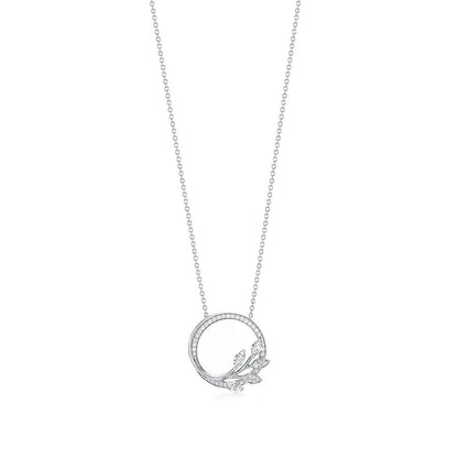 [Spark Jewels]DIAMOND VINE CIRCLE PENDANT PLATINUM NECKLACE