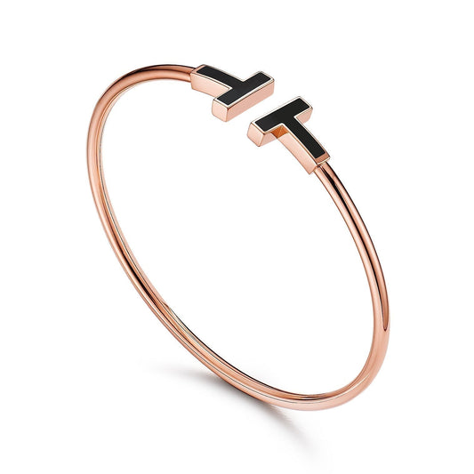 [Spark Jewels]T BRACELET 1.8MM ONYX PINK GOLD