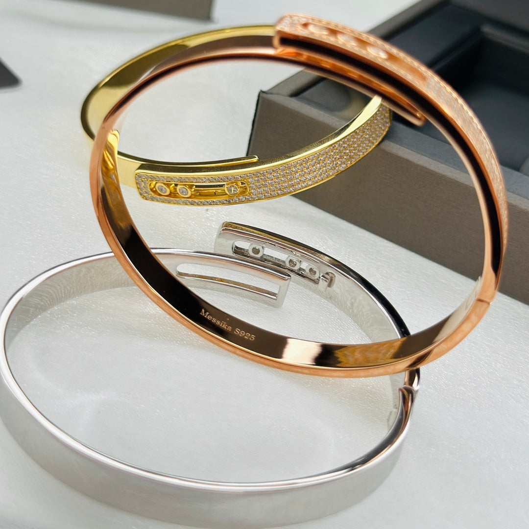 [⭐Aura]Move Noa Rose Gold Pavé Diamond Bangle Bracelet
