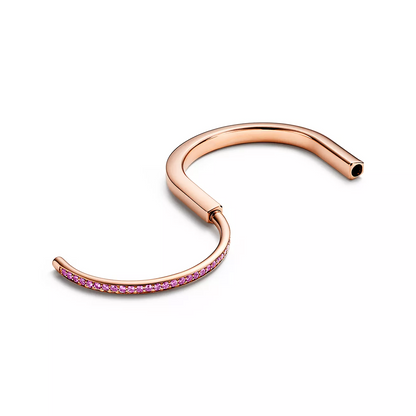 [Spark Jewels]LOCK BRACELET ROSE DIAMOND PINK GOLD