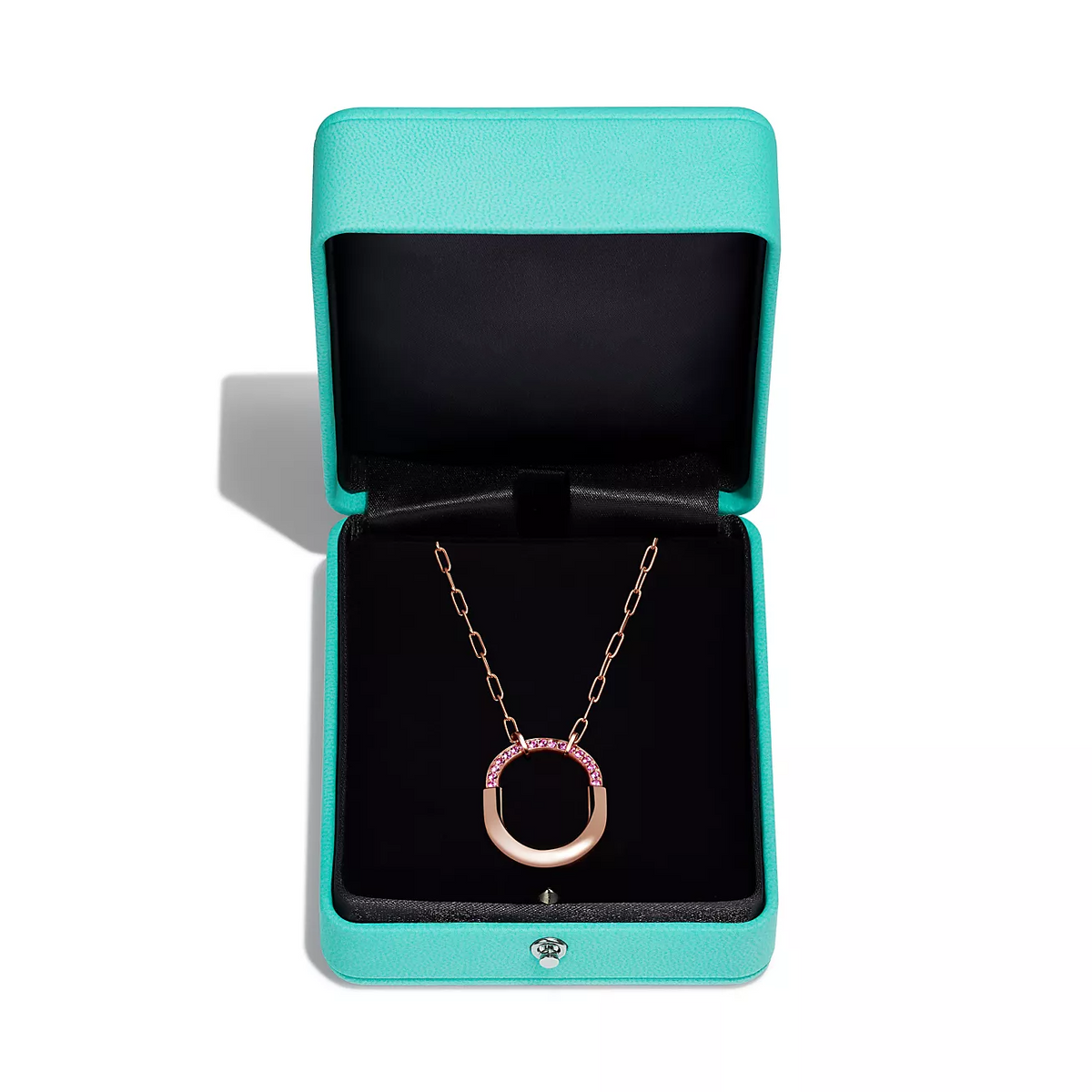 [Spark Jewels]LOCK MEDIUM PENDANT PINK DIAMOND PINK GOLD NECKLACE