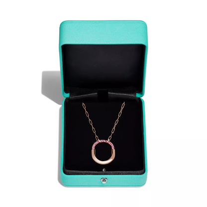 [Spark Jewels]LOCK MEDIUM PENDANT PINK DIAMOND PINK GOLD NECKLACE