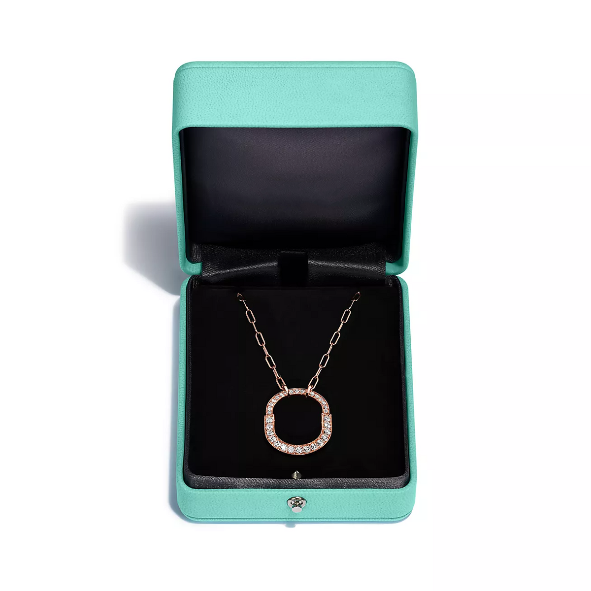 [Spark Jewels]LOCK NECKLACE MEDIUM PENDANT PINK GOLD PAVED DIAMONDS