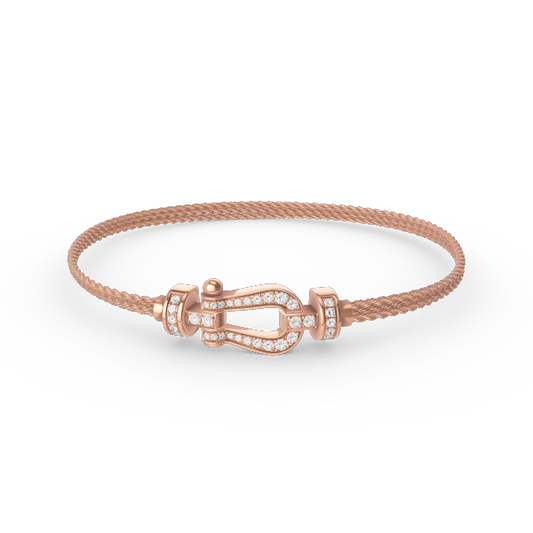 [⭐Aura]FORCE SMALL HORSESHOE  DIAMOND CHAIN ROPE BRACELET
