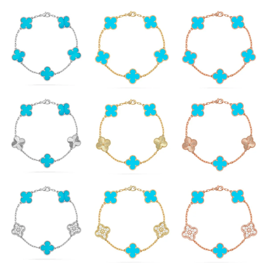 [⭐Aura] CLOVER 5 MOTIF TURQUOISE BRACELET COLLECTION