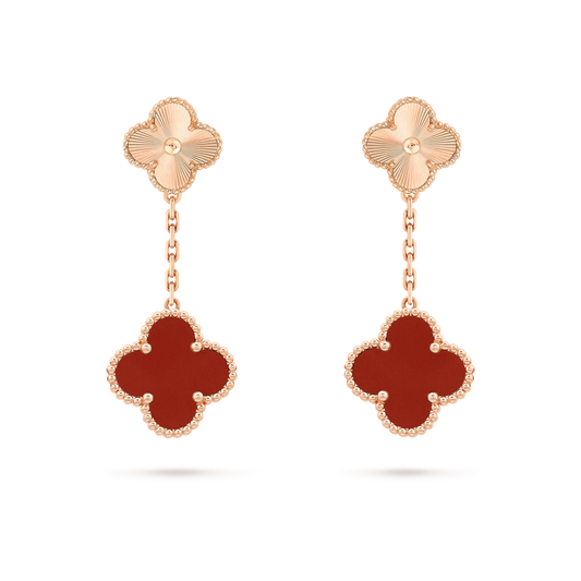 [⭐Aura]CLOVER 2 MOTIF  LASER CARNELIAN EARRINGS