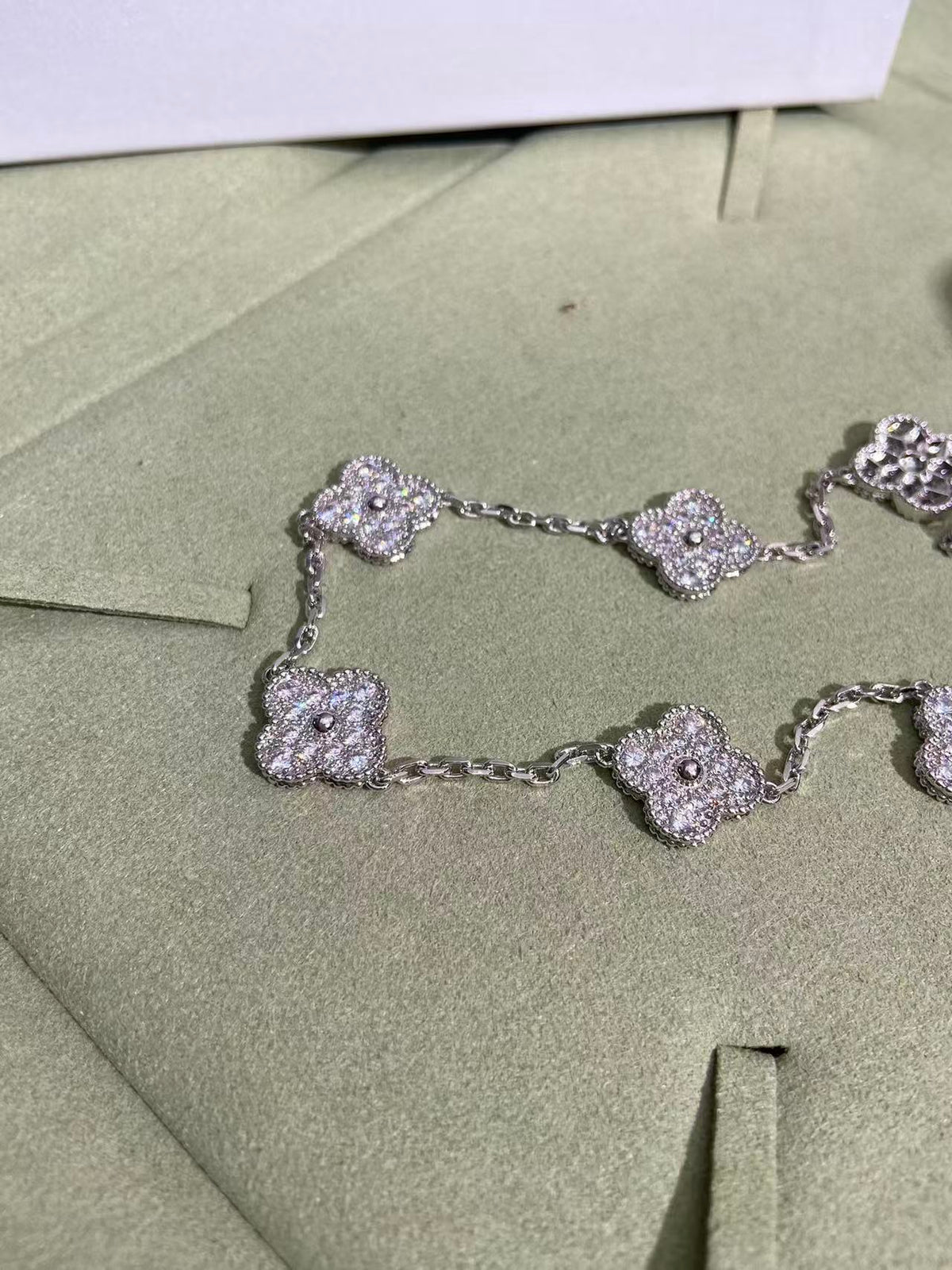 [Spark Jewelry]CLOVER 10 MOTIFS  FULL DIAMOND NECKLACE