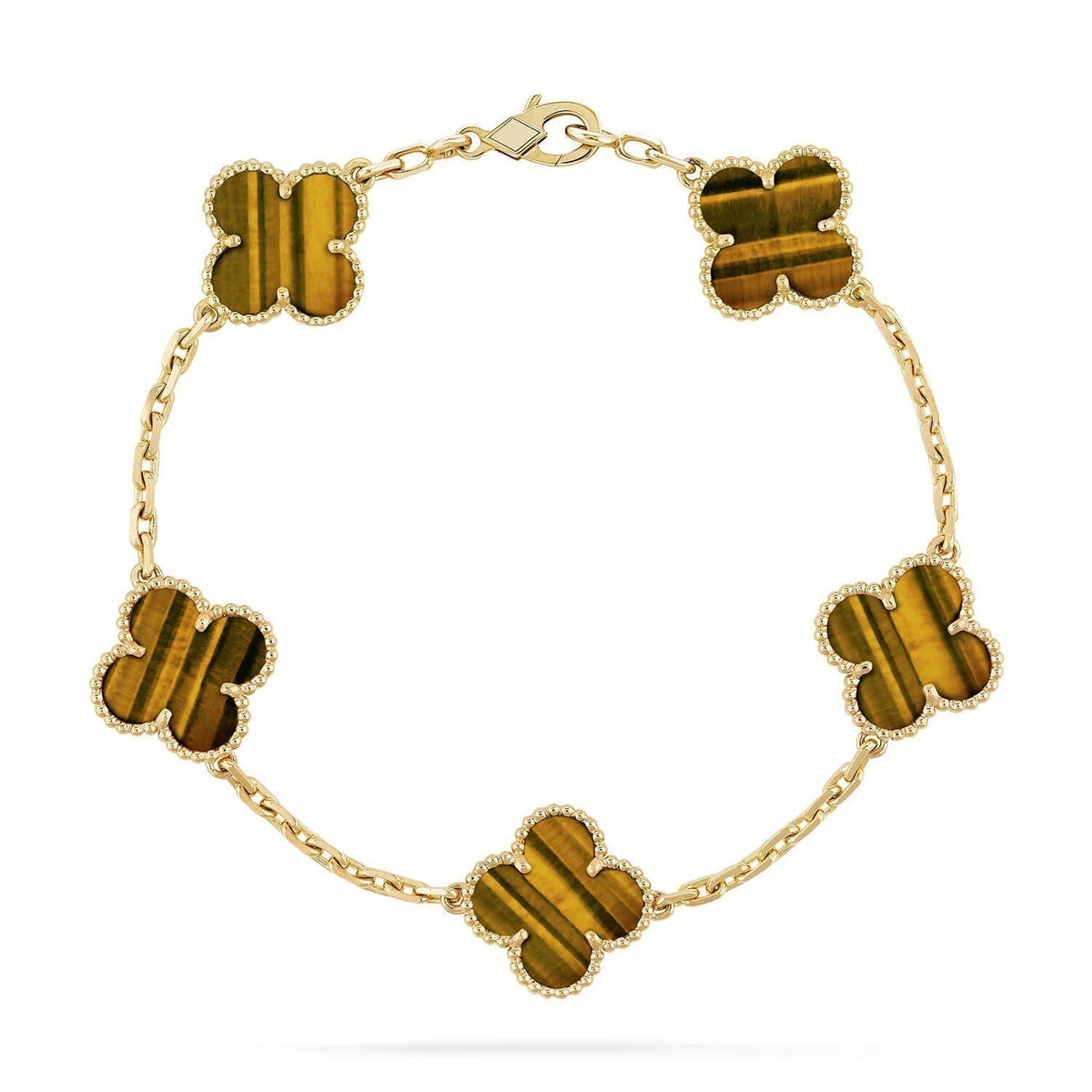 [Spark] CLOVER 5 MOTIFS TIGER EYE BRACELET COLLECTION