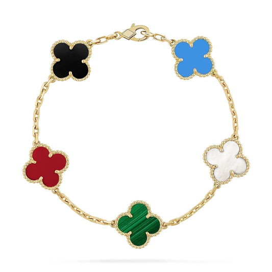 [⭐Aura]CLOVER 5 MOTIFS MULTICOLOR BRACELET
