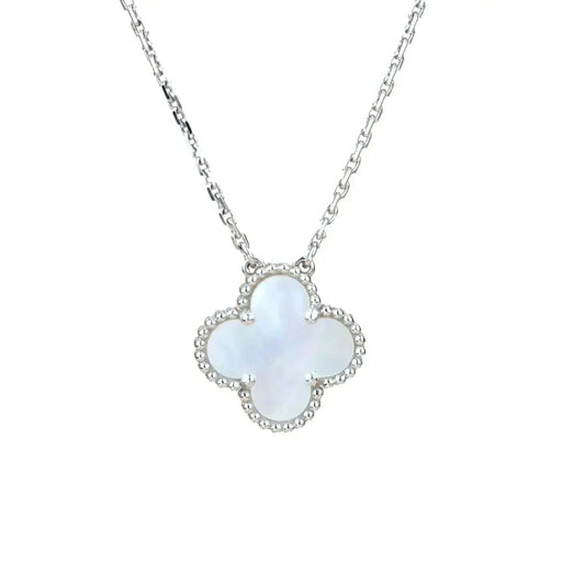 [⭐Aura]CLOVER  15MM WHITE MOTHER-OF-PEARL SILVER