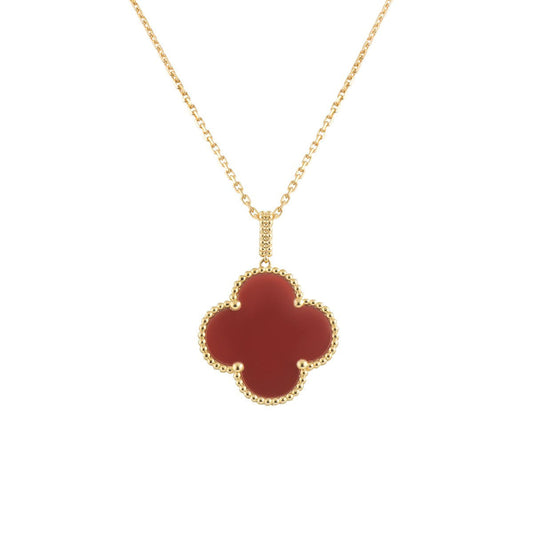 [⭐Aura]CLOVER 25MM NECKLACE GOLD CARNELIAN