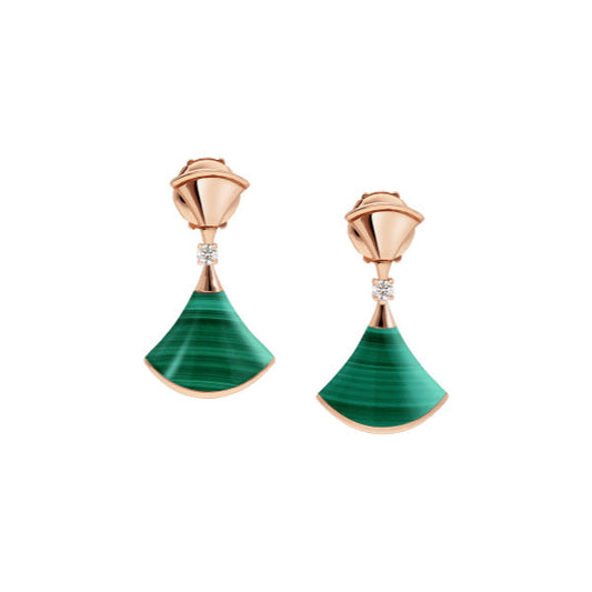 [⭐Aura]DREAM MALACHITE PINK GOLD EARRINGS