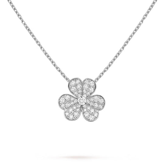 [⭐Aura]CLOVER DIAMOND NECKLACE SILVER