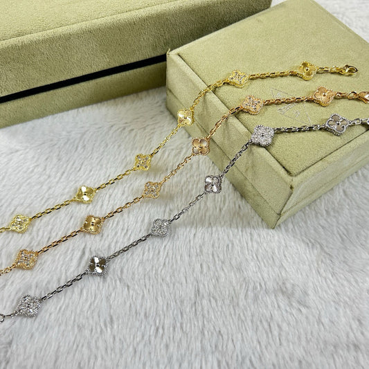 [⭐Aura]CLOVER 6 MOTIF DIAMOND LASER BRACELET