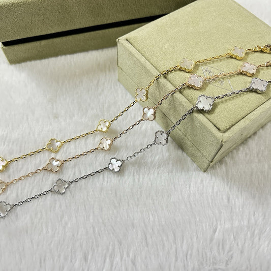 [⭐Aura]CLOVER 6 MOTIF WHITE MOP BRACELET