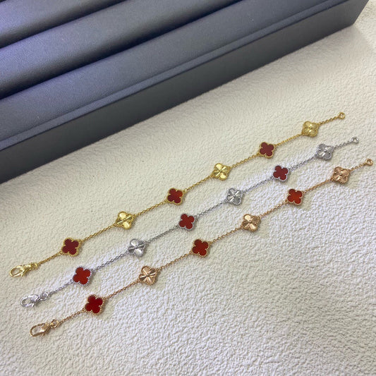 [⭐Aura]CLOVER 6 MOTIF RED AGATE LASER BRACELET
