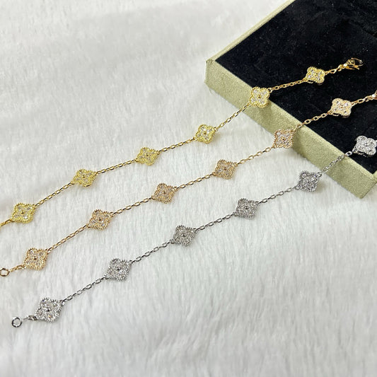 [⭐Aura]CLOVER 6 MOTIF DIAMOND BRACELET