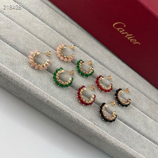 [⭐Aura]NEW COLORED GEMSTONE COLLECTION SMALL HOOP EARRINGS