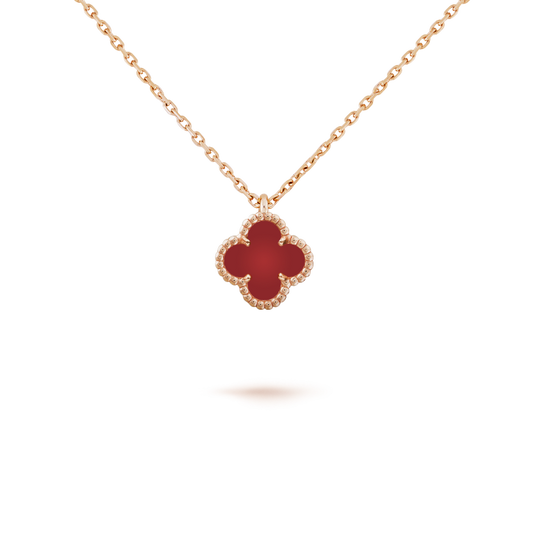 [⭐Aura]CLOVER MINI 9.5MM WHITE CARNELIANS NECKLACE