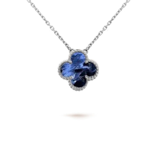 [⭐Aura]CLOVER 15MM PIETERSITE NECKLACE SILVER