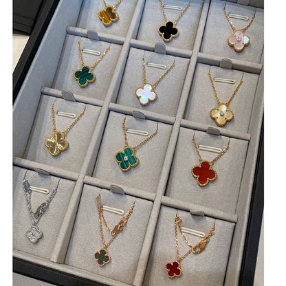 [Spark]CLOVER 15MM CARNELIAN SINGLE FLOWER NECKLACE
