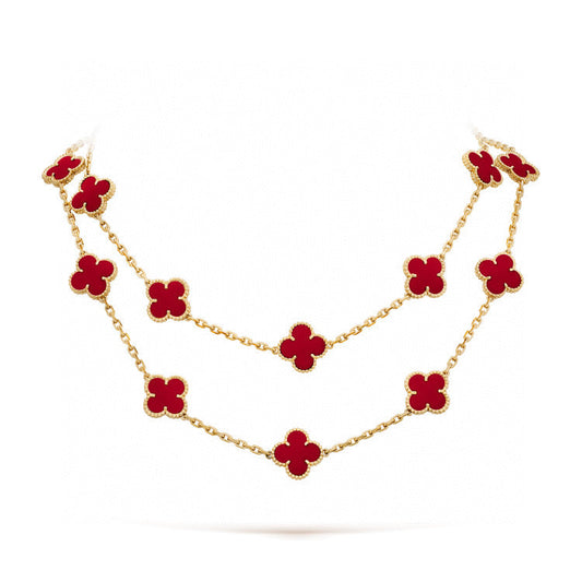 [⭐Aura]CLOVER 20 MOTIFS CARNELIAN NECKLACE