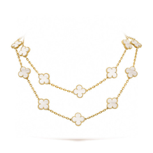 [⭐Aura]CLOVER 20 MOTIFS WHITE MOP NECKLACE