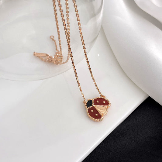 [⭐Aura]LUCKY  CARNELIANS LADYBUG NECKLACE
