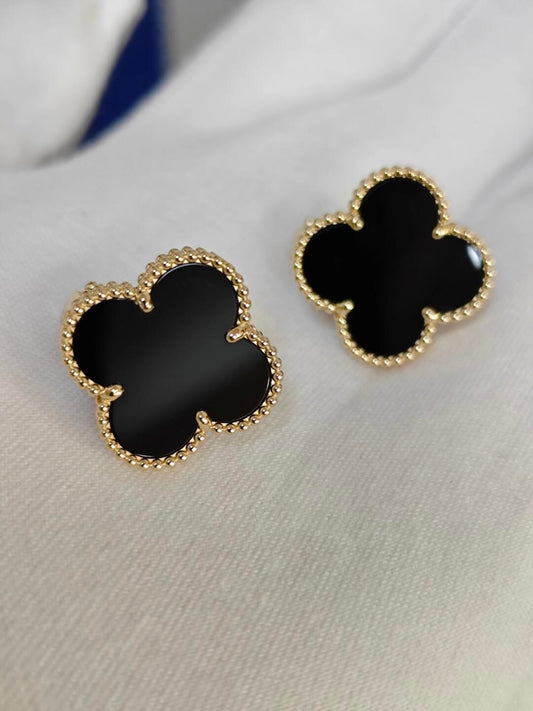 [⭐Aura]CLOVER 20MM BLACK MOP EARRINGS