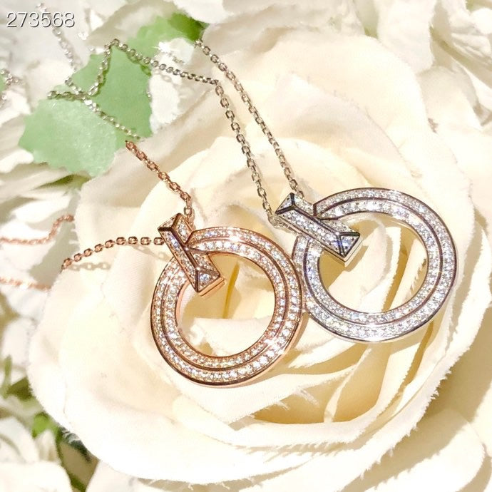 [Spark Jewels]T1 CIRCLE DIAMOND PAVED MEDIUM NECKLACE