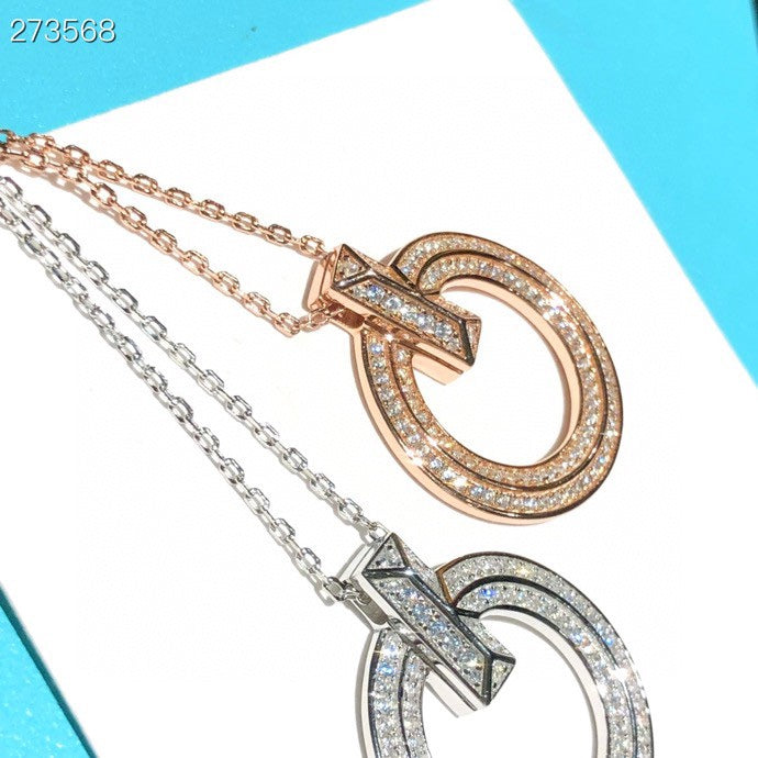 [Spark Jewels]T1 CIRCLE DIAMOND PAVED MEDIUM NECKLACE