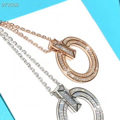 [Spark Jewels]T1 CIRCLE DIAMOND PAVED MEDIUM NECKLACE