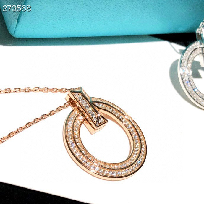 [Spark Jewels]T1 CIRCLE DIAMOND PAVED MEDIUM NECKLACE