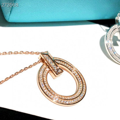 [Spark Jewels]T1 CIRCLE DIAMOND PAVED MEDIUM NECKLACE