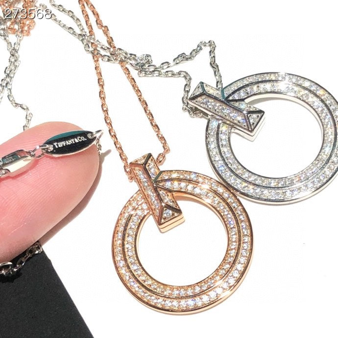 [Spark Jewels]T1 CIRCLE DIAMOND PAVED MEDIUM NECKLACE
