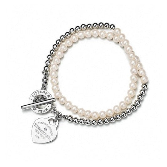 [Spark Jewels]RETURN TO TIF HEART TAF BEAD PEARL BRACELET