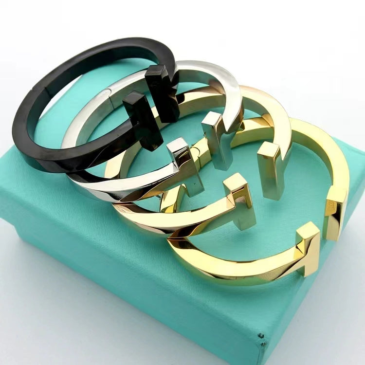[Spark Jewels]T SQUARE OPEN BRACELET